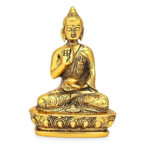 Golden Metal Buddha Statue – Spiritual Home Décor