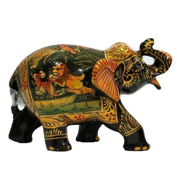 Hand-Painted Decorative Elephant Figurine with Wildlife Design
